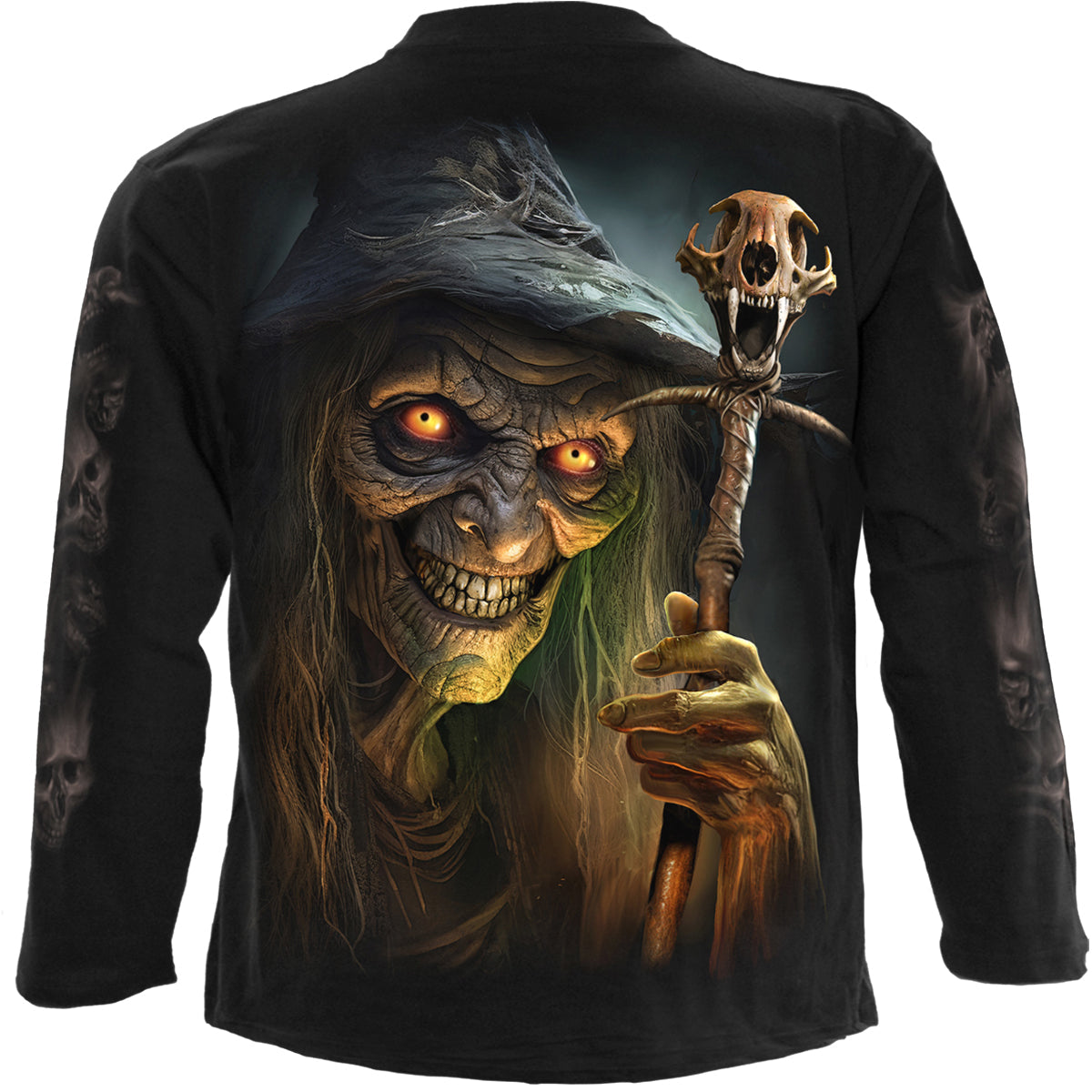 Back view of Witch's Brew gothic  Longsleeve T-Shirt in Black by Spiral Clothing