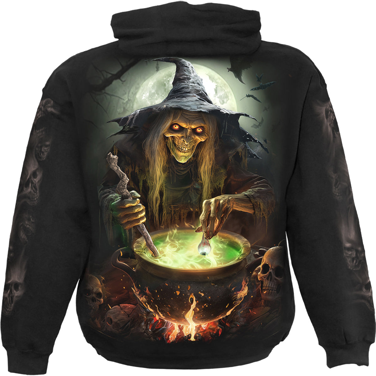 Witch's Brew gothic  Hoody in Black by Spiral Clothing back view