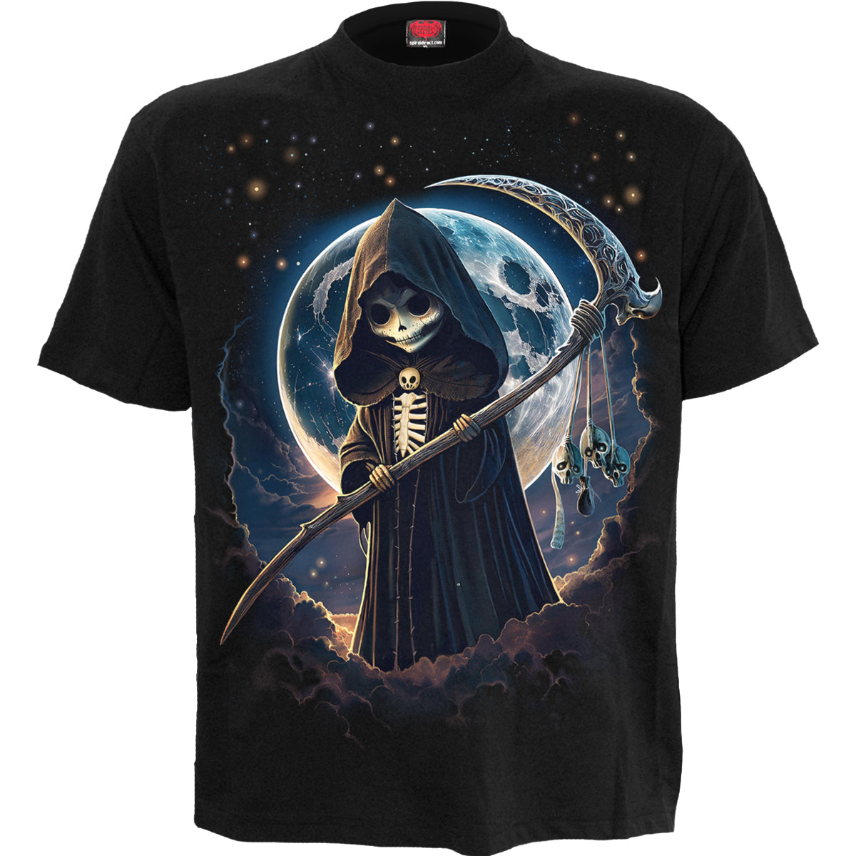 Reaperette gothic Men's Front Print T-Shirt in Black by Spiral Clothing - Front view