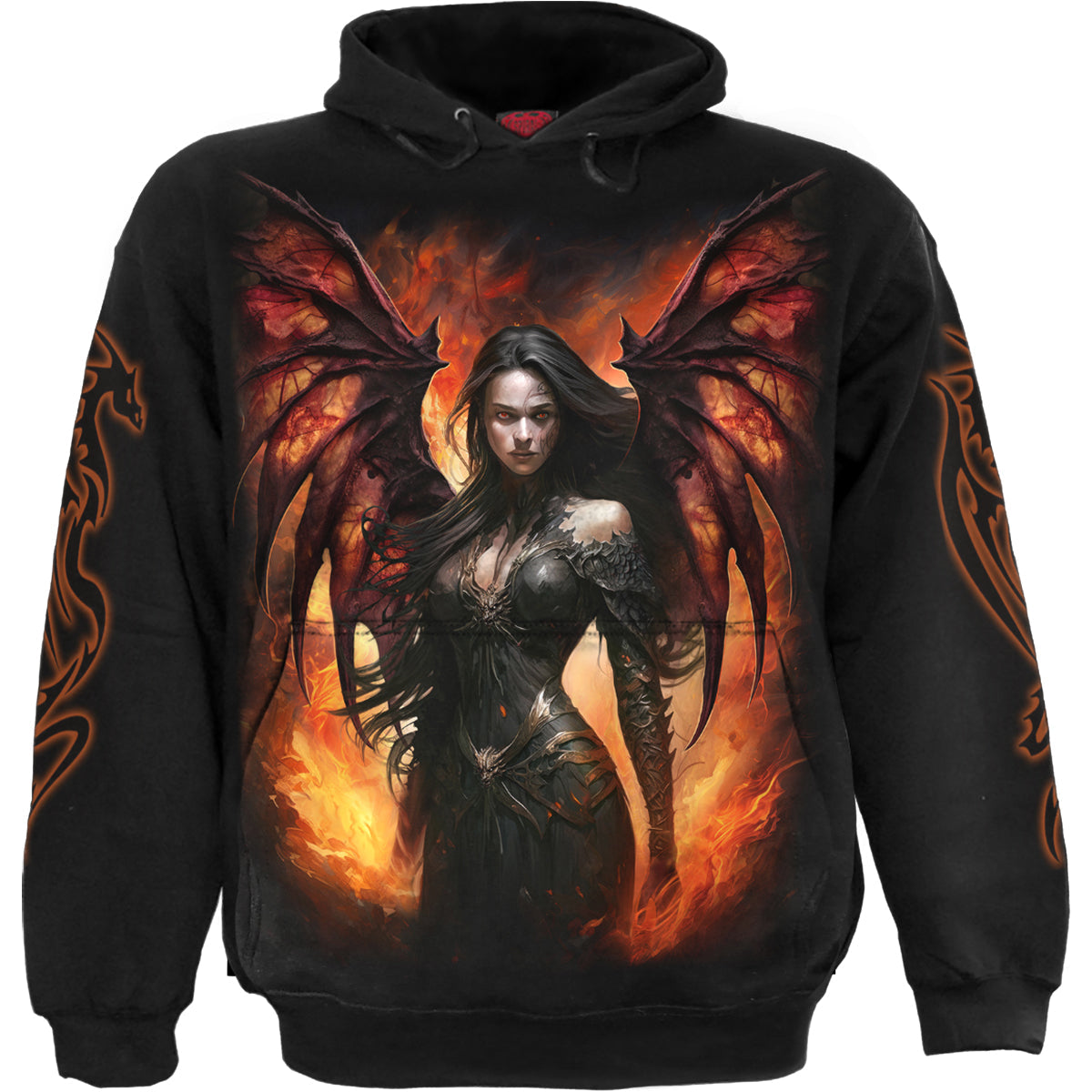 Draco Queen gothic Men's Hoody in Black by Spiral Clothing - Front view