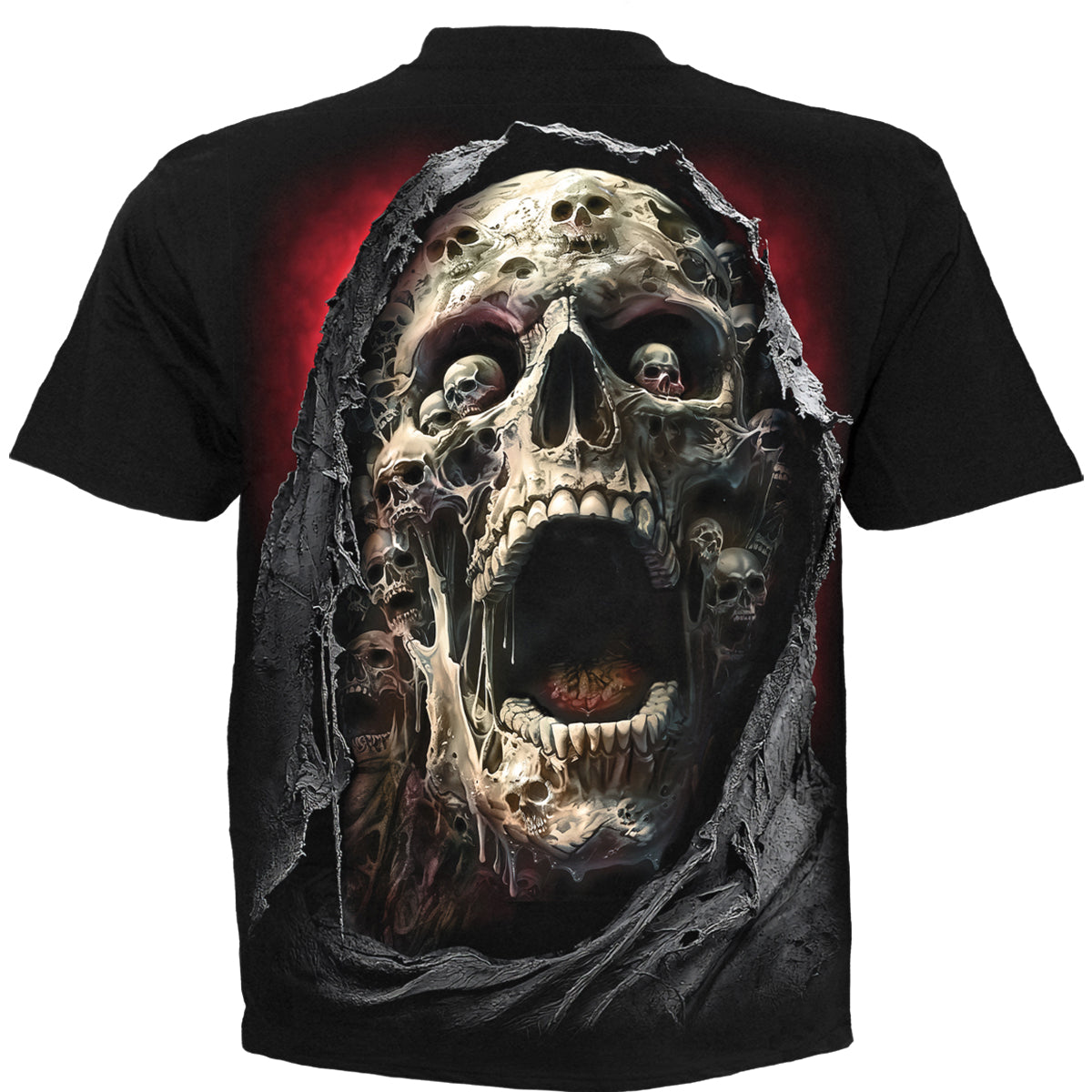 Back view of Screaming Death gothic  T-Shirt in Black by Spiral Clothing