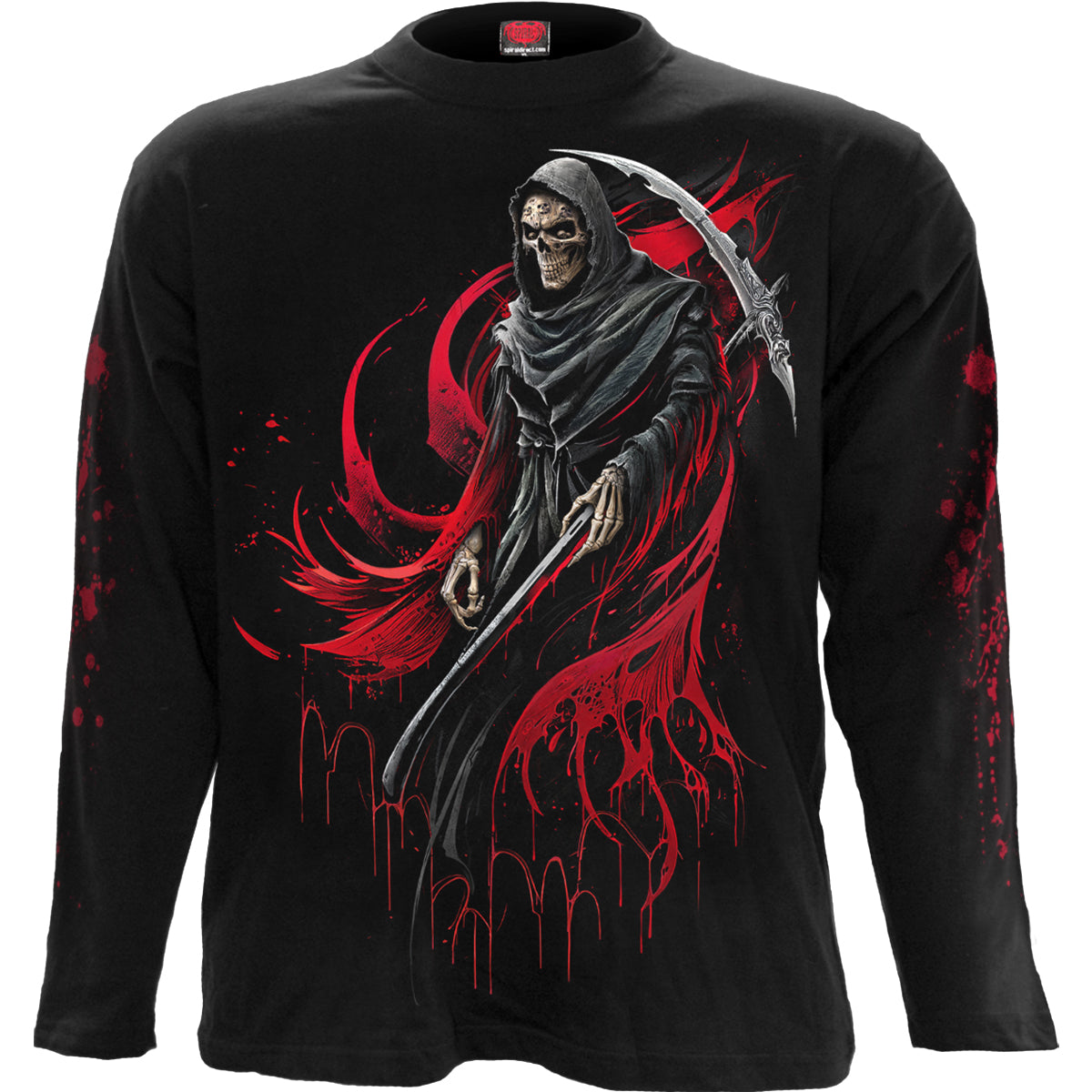Screaming Death gothic Men's Longsleeve T-Shirt in Black by Spiral Clothing - Front view