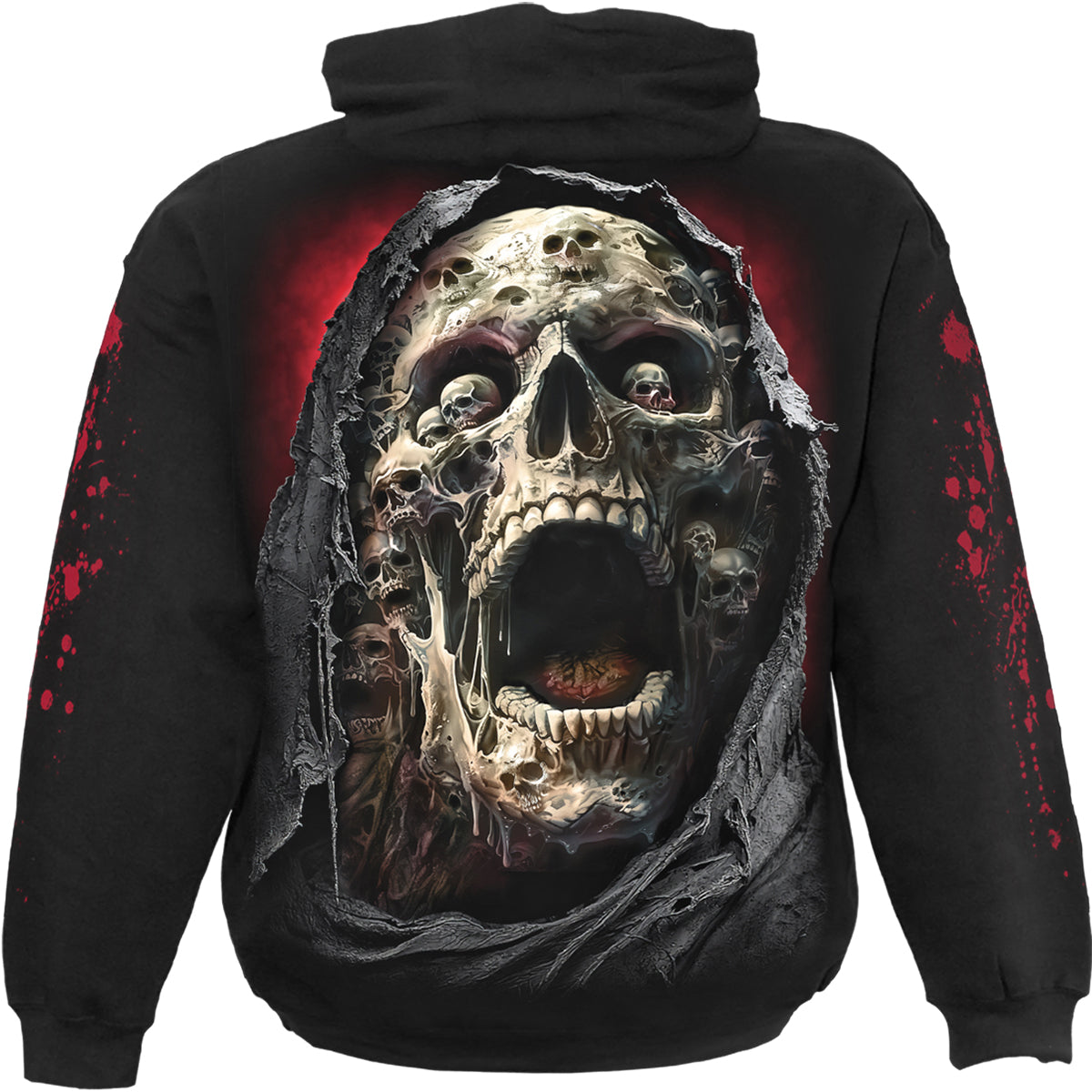 Back view of Screaming Death gothic  Hoody in Black by Spiral Clothing