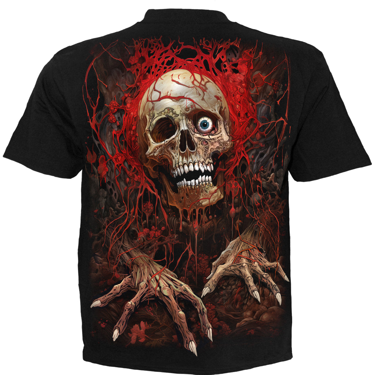 Back view of Creeping Curse gothic  T-Shirt in Black by Spiral Clothing