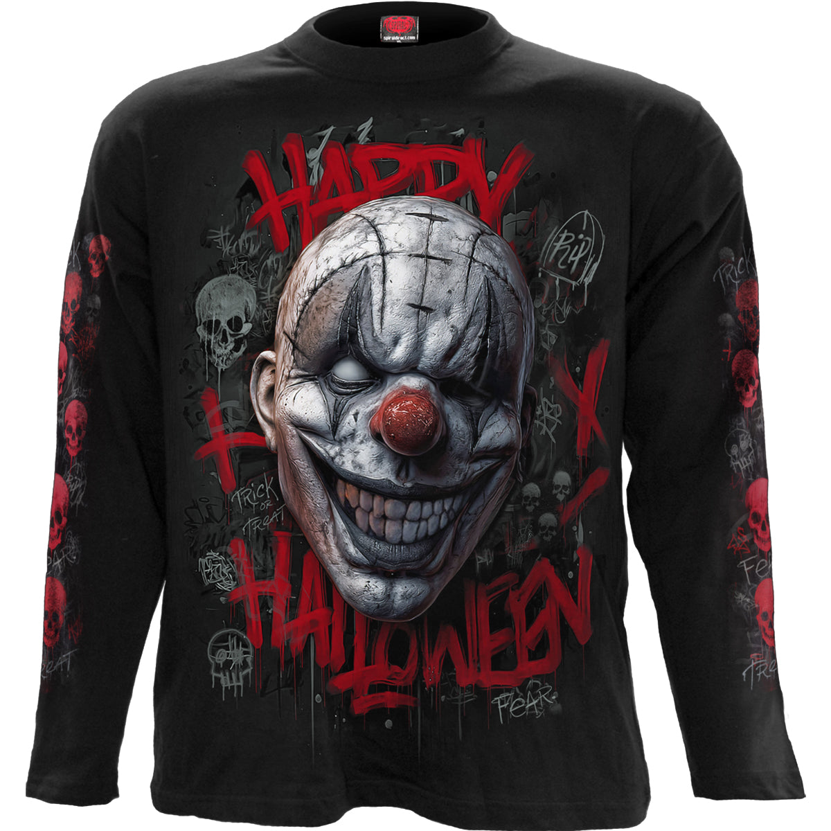 Happy Horroween gothic Men's Longsleeve T-Shirt in Black by Spiral Clothing - Front view
