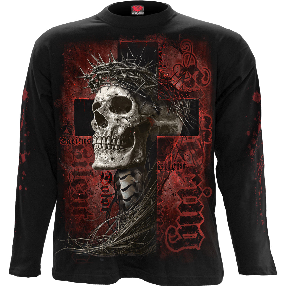 Silent Suffering gothic Men's Longsleeve T-Shirt in Black by Spiral Clothing - Front view
