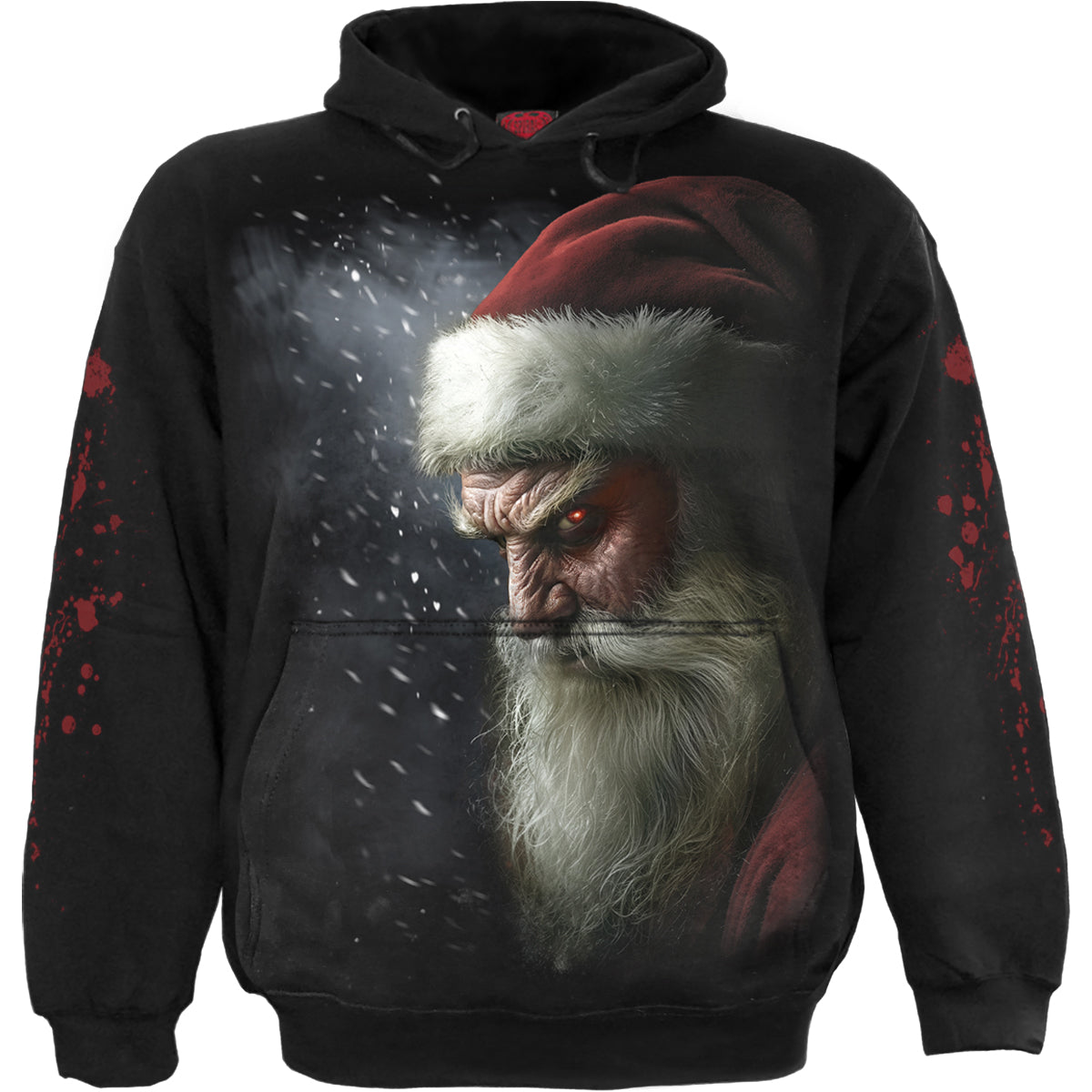 Naughty Or Nice Santa gothic Men's Hoody in Black by Spiral Clothing - Front view
