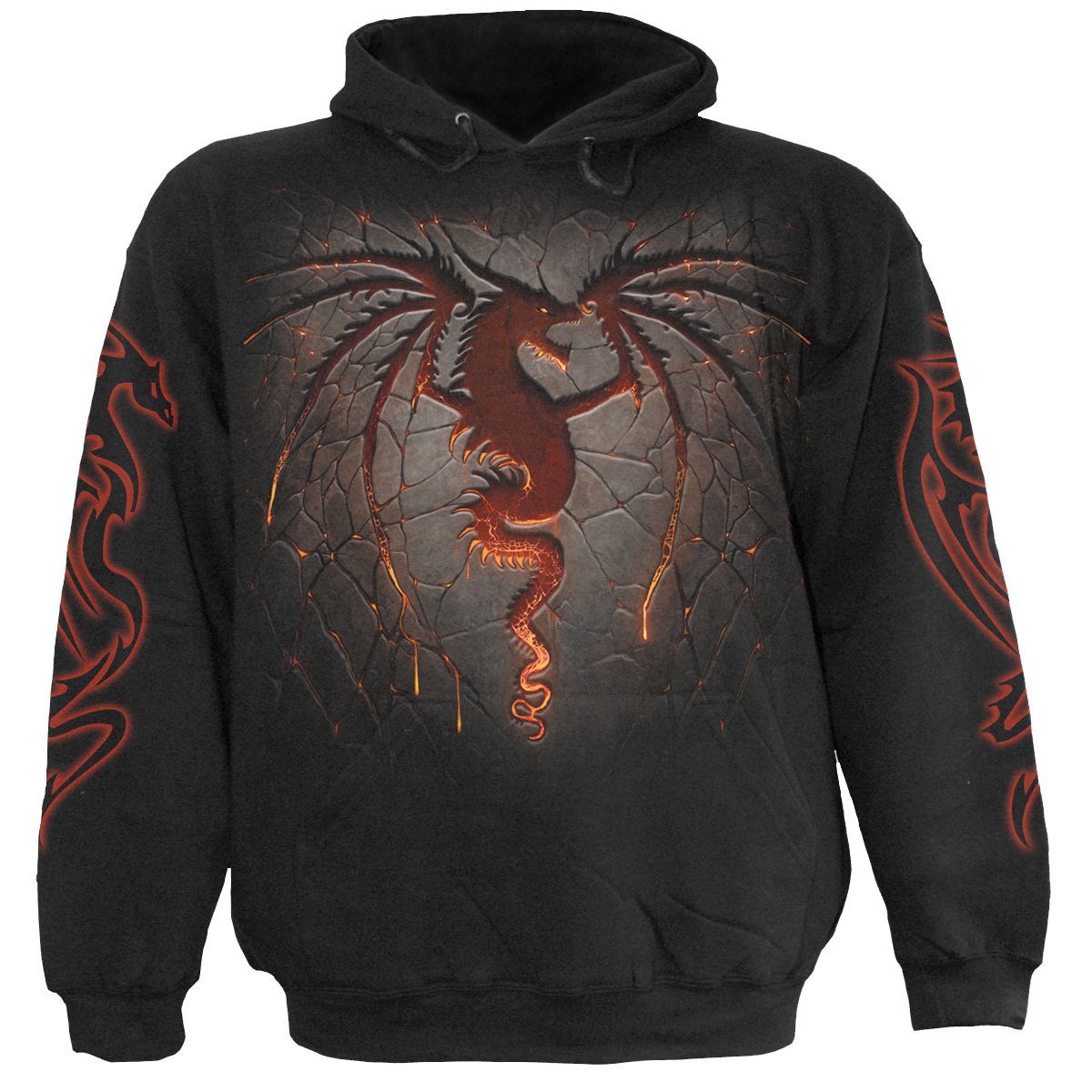 Dragon Furnace gothic Men's Hoody in Black by Spiral Clothing - Front view