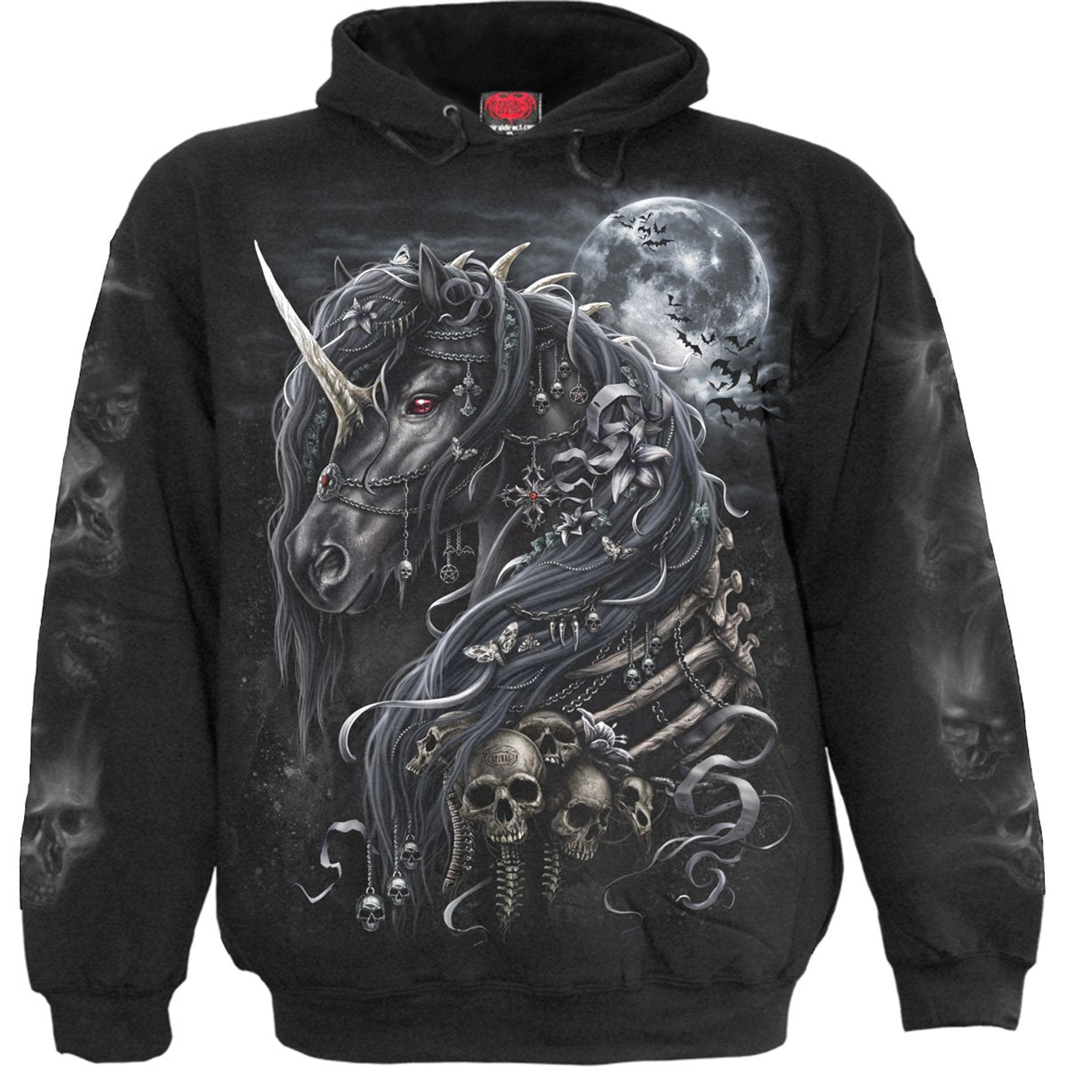 Dark Unicorn gothic Men's Hoody in Black by Spiral Clothing - Front view