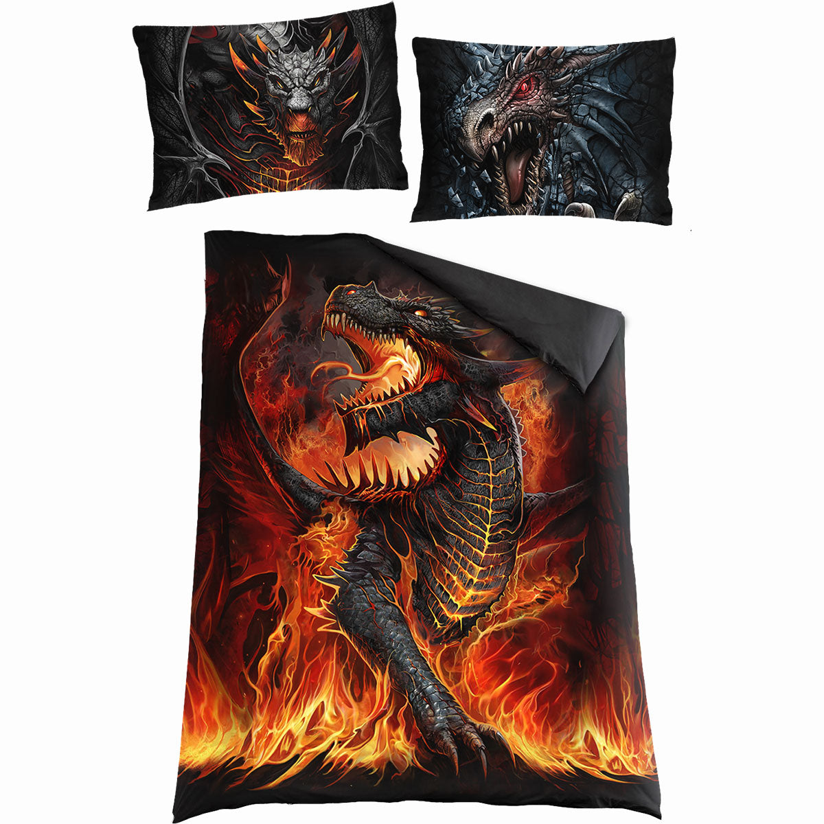 Draconis gothic  Single Duvet Cover + UK And EU Pillow case in Black by Spiral Clothing 