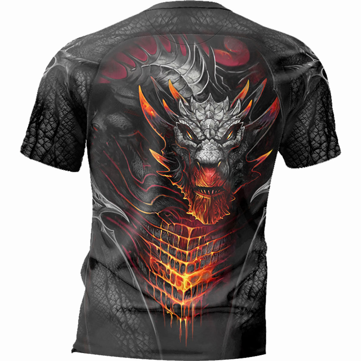 Back view of Draconis gothic  Sustainable Football Shirt in Black by Spiral Clothing