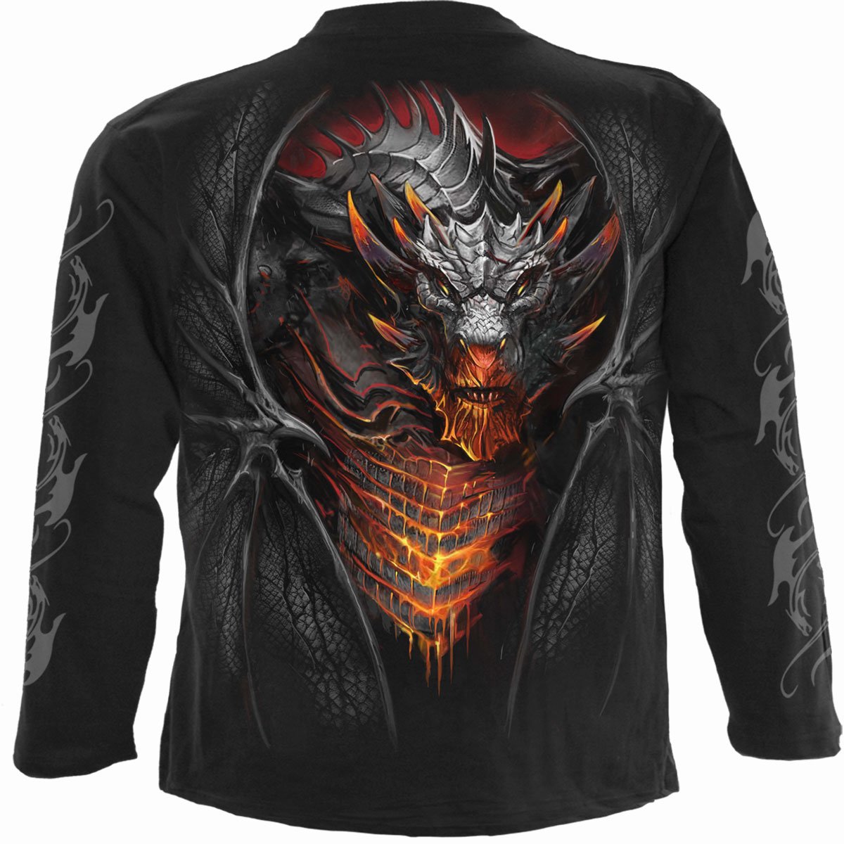 Draconis gothic  Longsleeve T-Shirt in Black by Spiral Clothing 