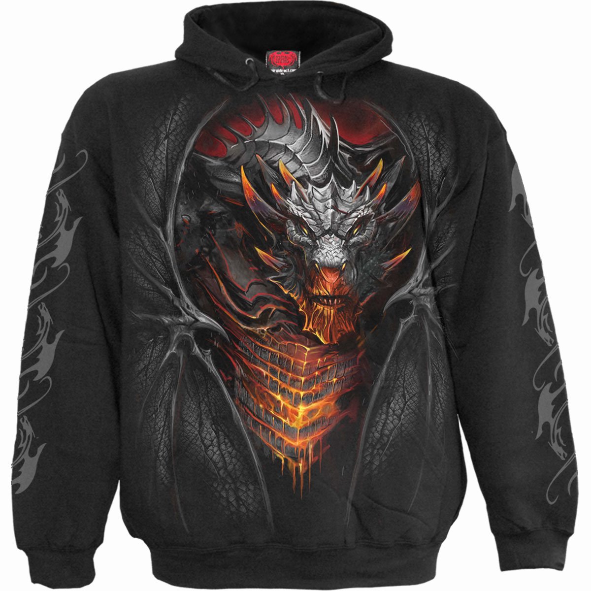 Draconis gothic Men's Hoody in Black by Spiral Clothing 