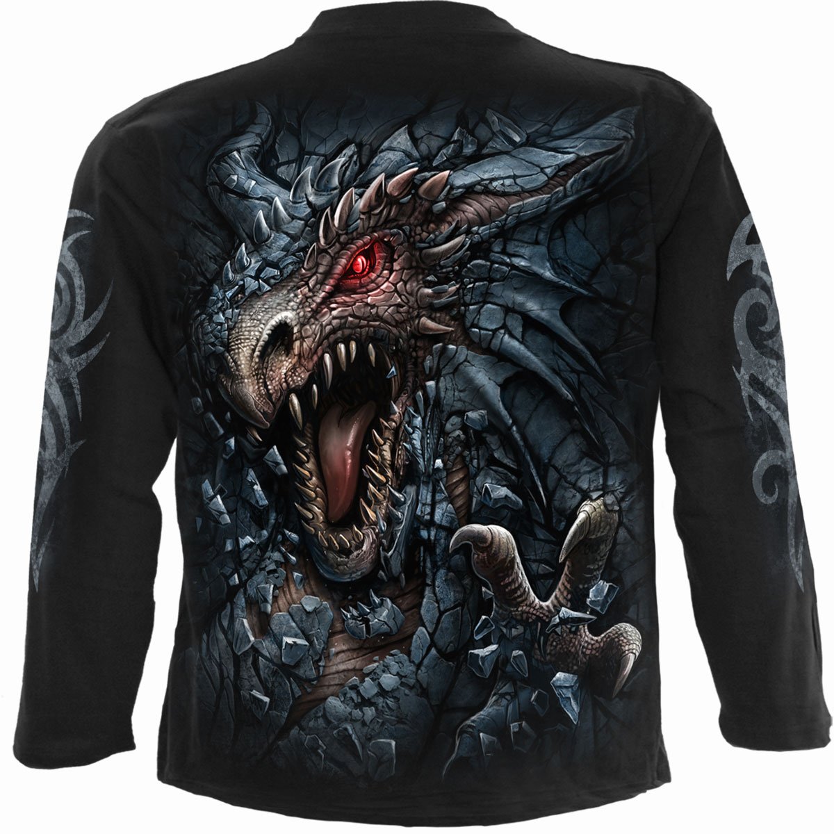 Dragon's Lair gothic  Longsleeve T-Shirt in Black by Spiral Clothing 
