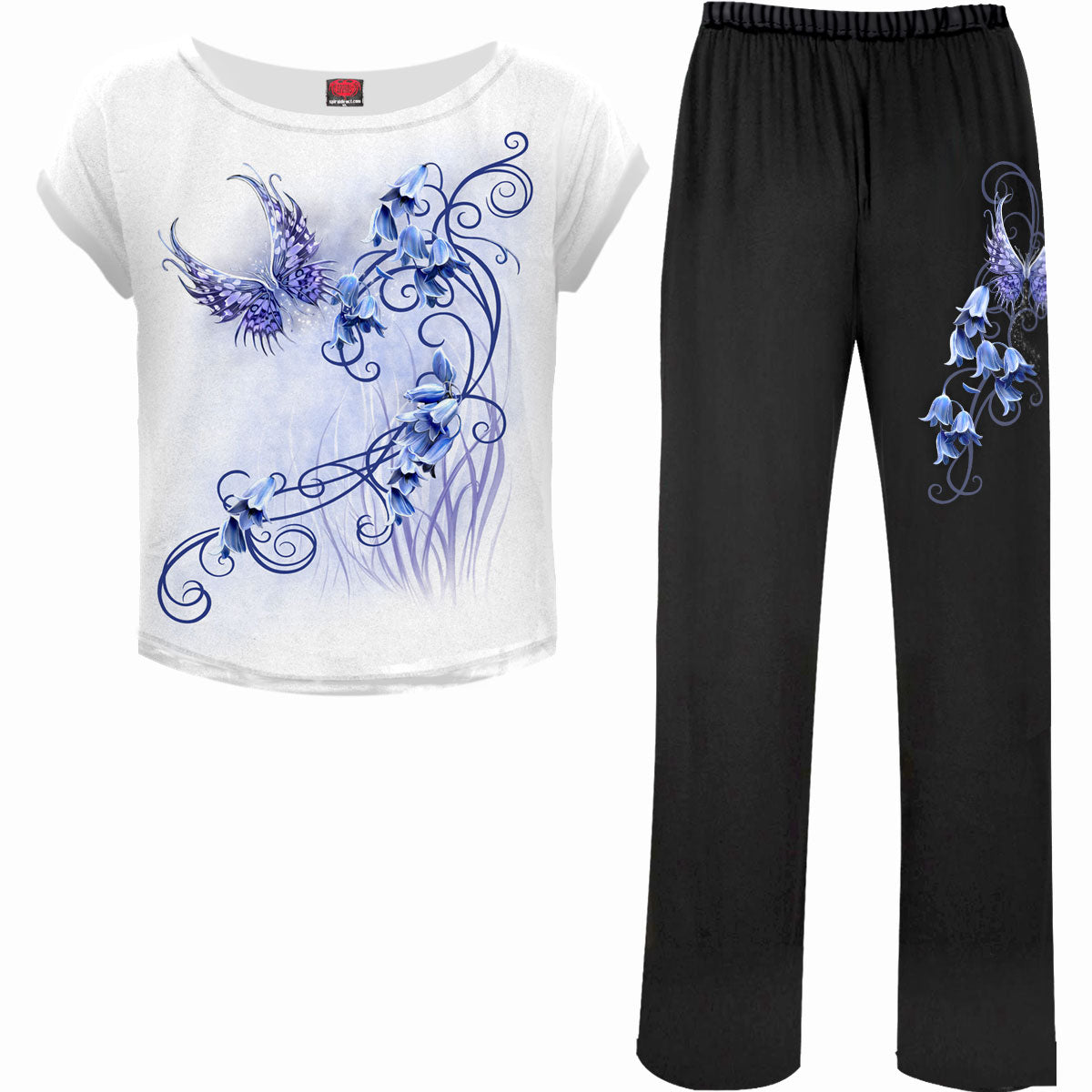 Bluebell Fairy gothic 4pc Gothic Pyjama Sets in Black by Spiral Clothing 