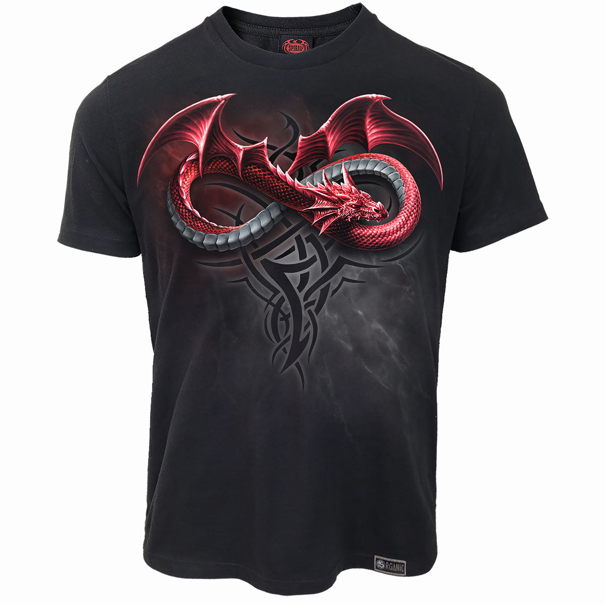 Infinity Dragons gothic Men's Organic T-Shirt in Black by Spiral Clothing - Front view
