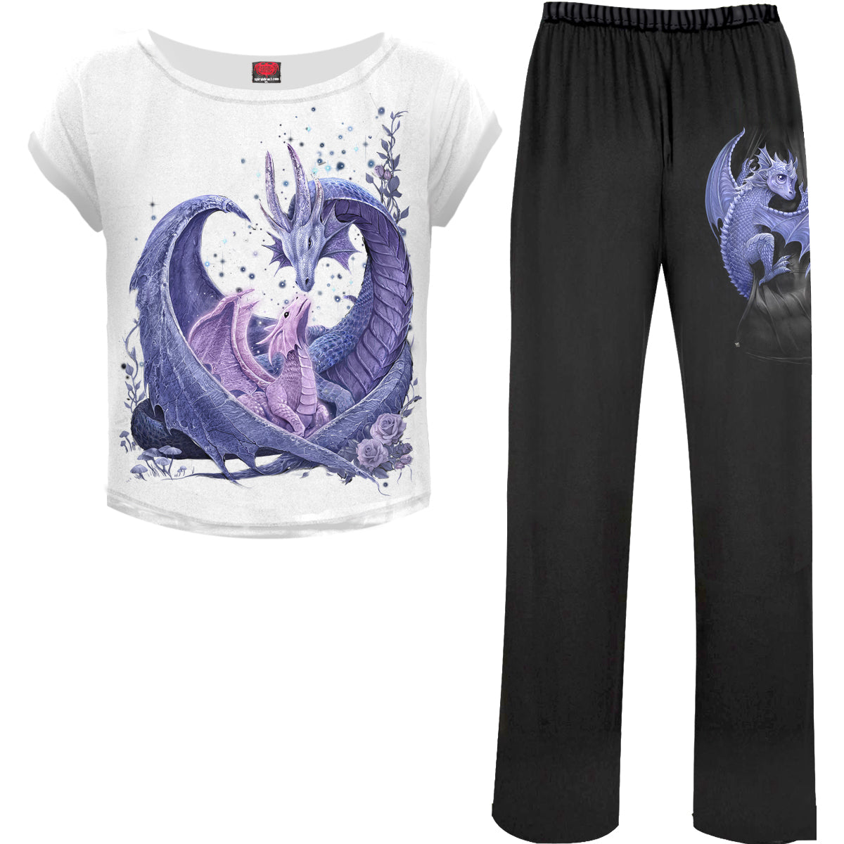 Maternal Instincts gothic Women's 4pc Gothic Pyjama Sets in Black by Spiral Clothing 