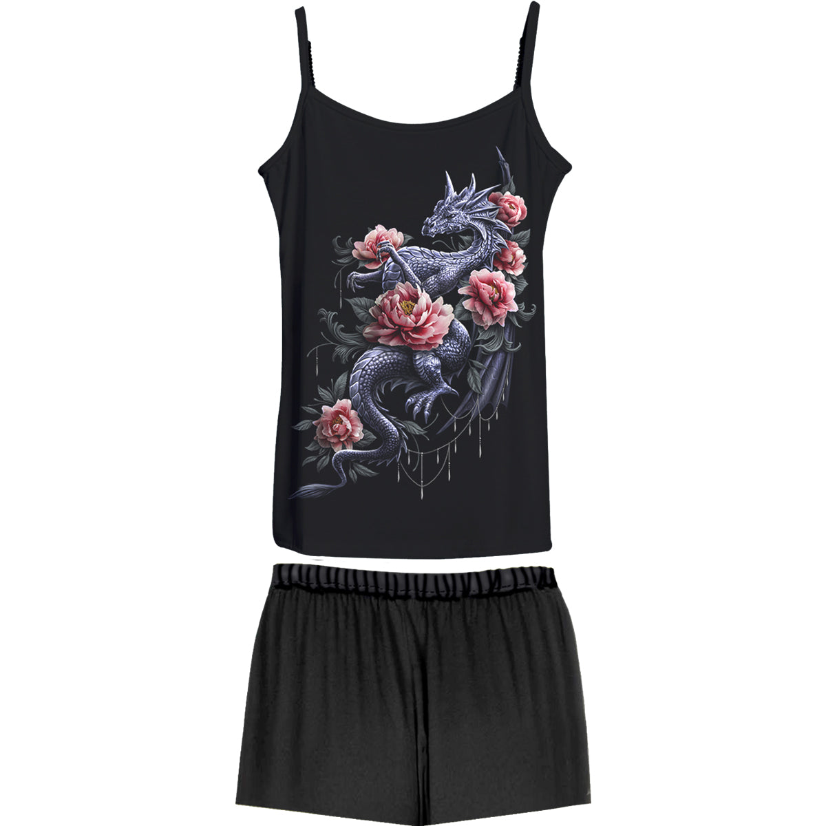 Maternal Instincts gothic  4pc Gothic Pyjama Sets in Black by Spiral Clothing 