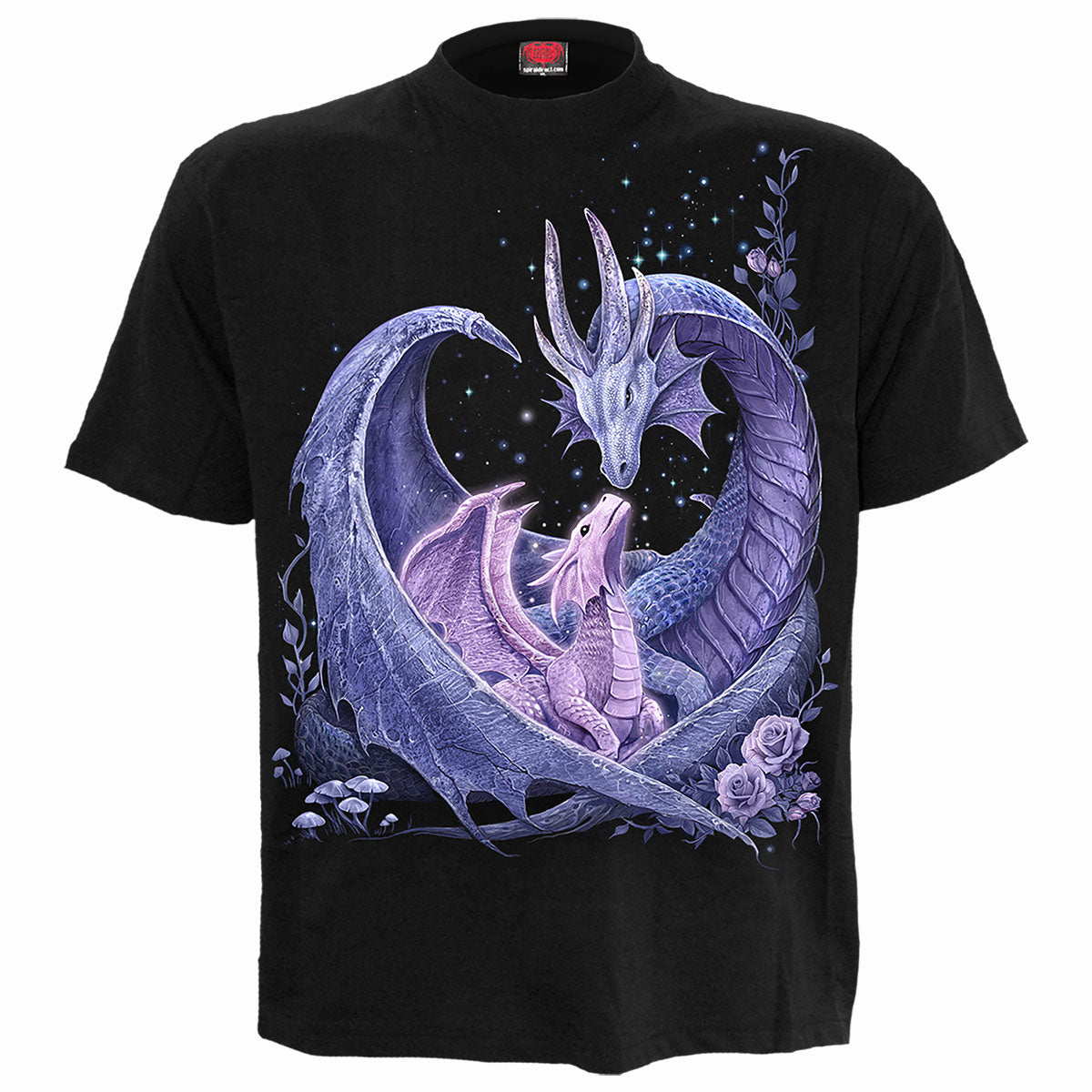 Maternal Instincts gothic Front Print T-Shirt in Black by Spiral Clothing - Front view