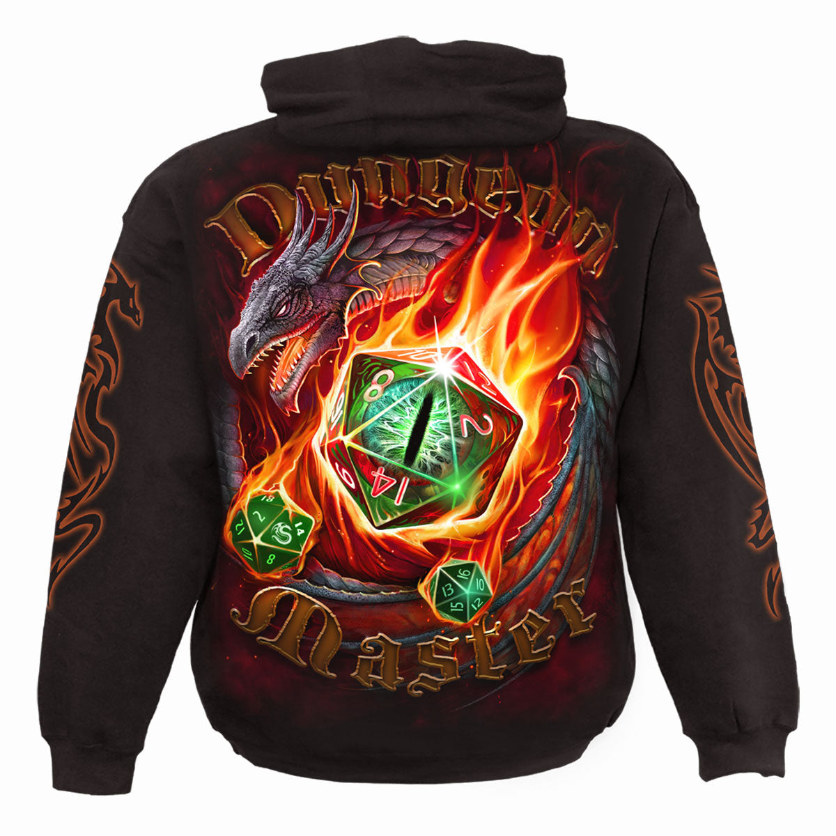 Back view of Dungeon Master gothic Hoody in Black by Spiral Clothing