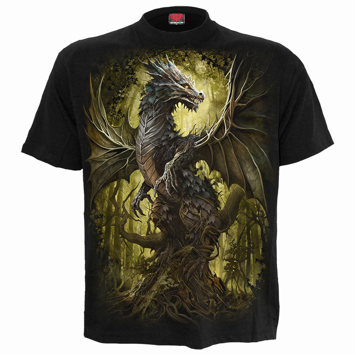 Oak Dragon gothic T-Shirt in Black by Spiral Clothing - Front view