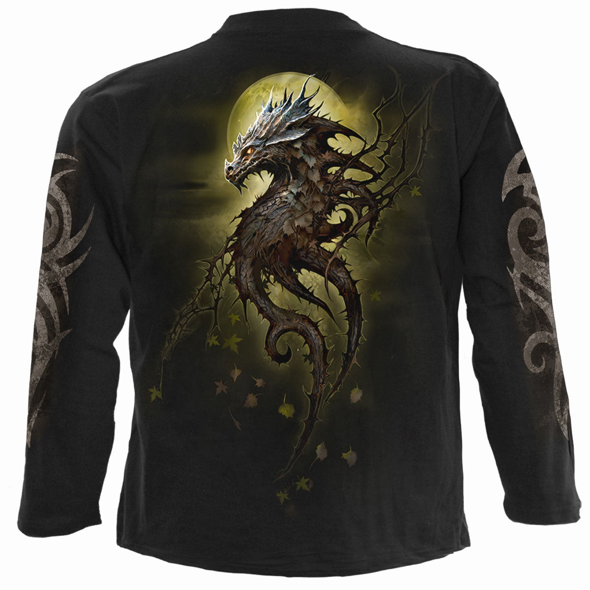 Oak Dragon gothic  Longsleeve T-Shirt in Black by Spiral Clothing 