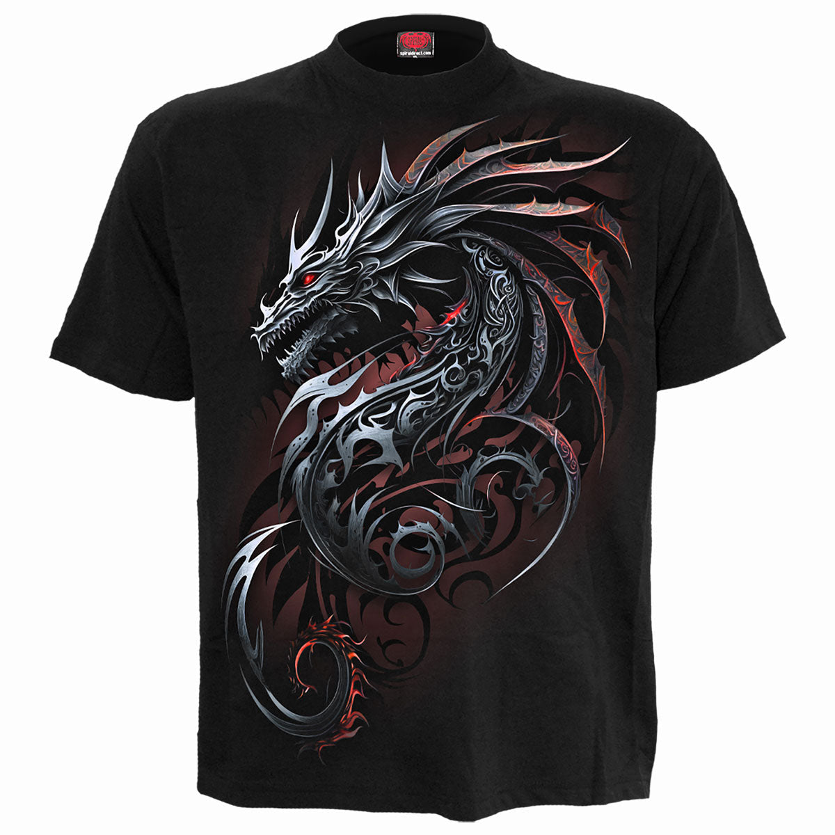 Dragon Shards gothic Front Print T-Shirt in Black by Spiral Clothing 