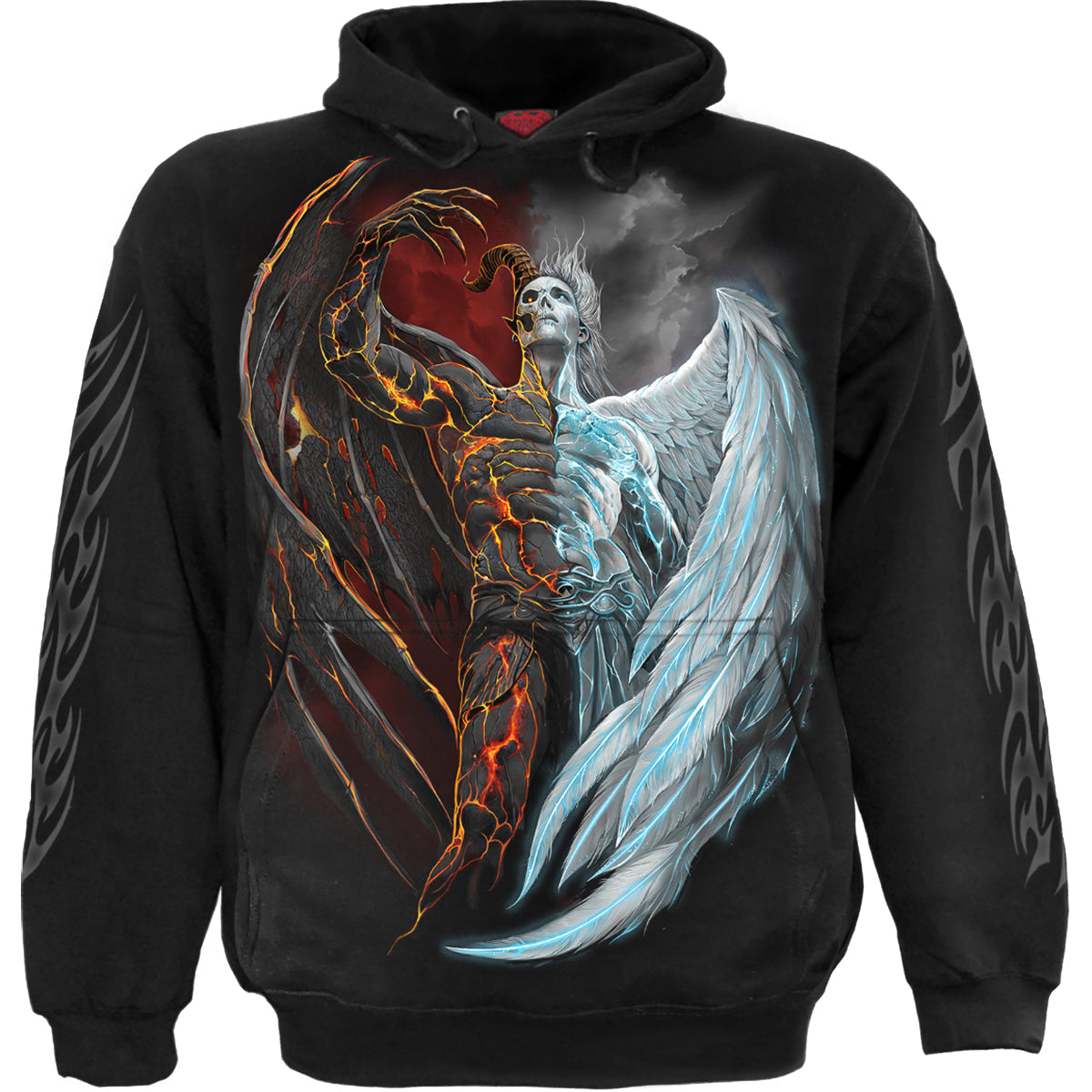 Divided Soul gothic Men's Hoody in Black by Spiral Clothing - Front view
