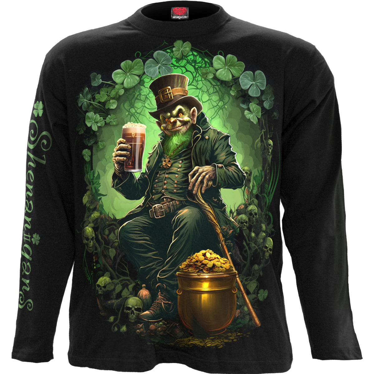 Shenanigans gothic Longsleeve T-Shirt in Black by Spiral Clothing - Front view