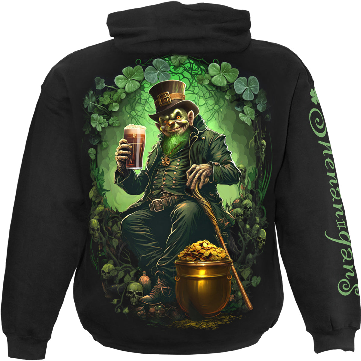 Back view of Shenanigans gothic Hoody in Black by Spiral Clothing