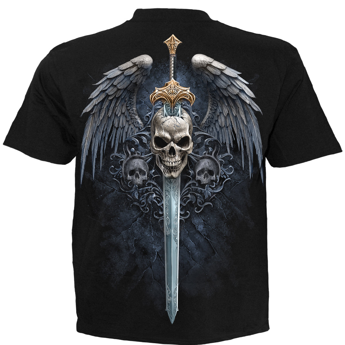 Back view of Angel Sword gothic T-Shirt in Black by Spiral Clothing