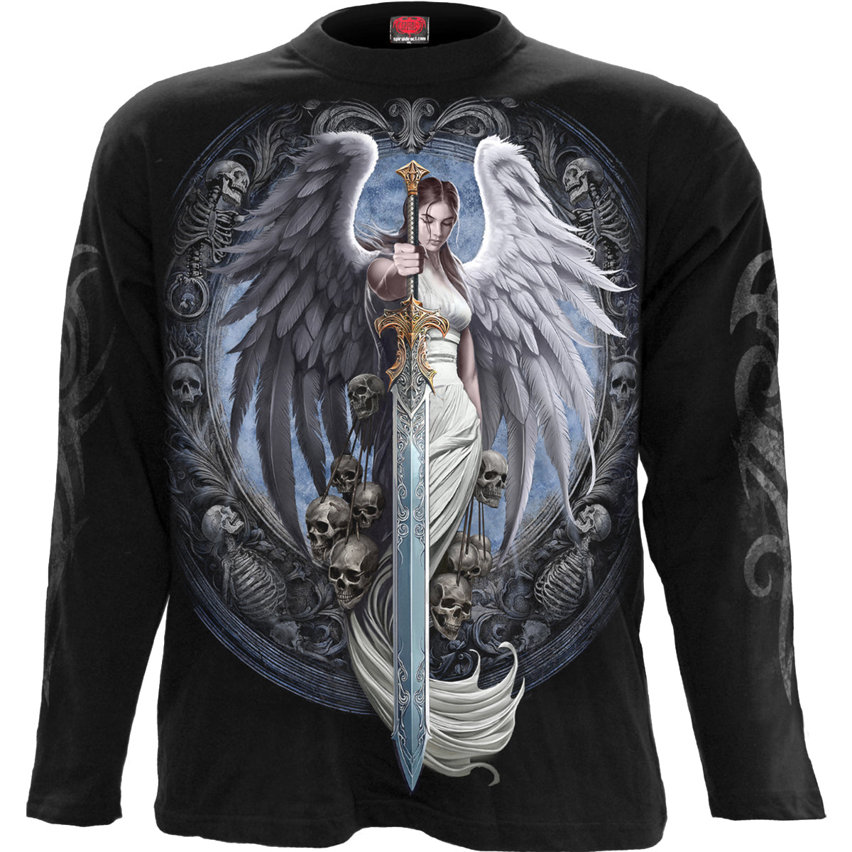 Angel Sword gothic Men's Longsleeve T-Shirt in Black by Spiral Clothing 