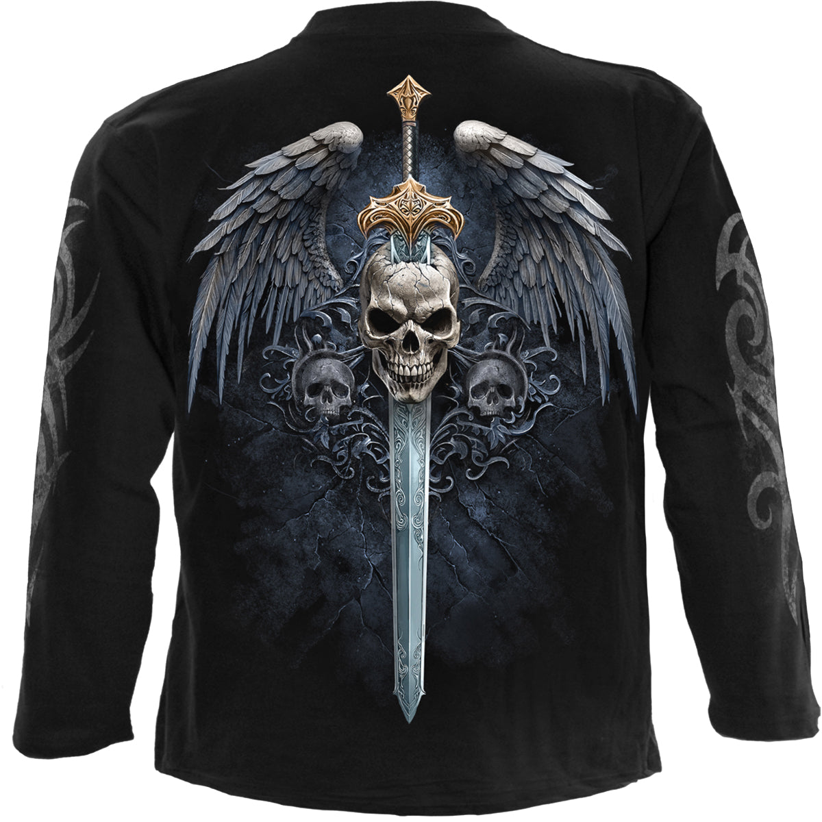 Angel Sword gothic  Longsleeve T-Shirt in Black by Spiral Clothing 