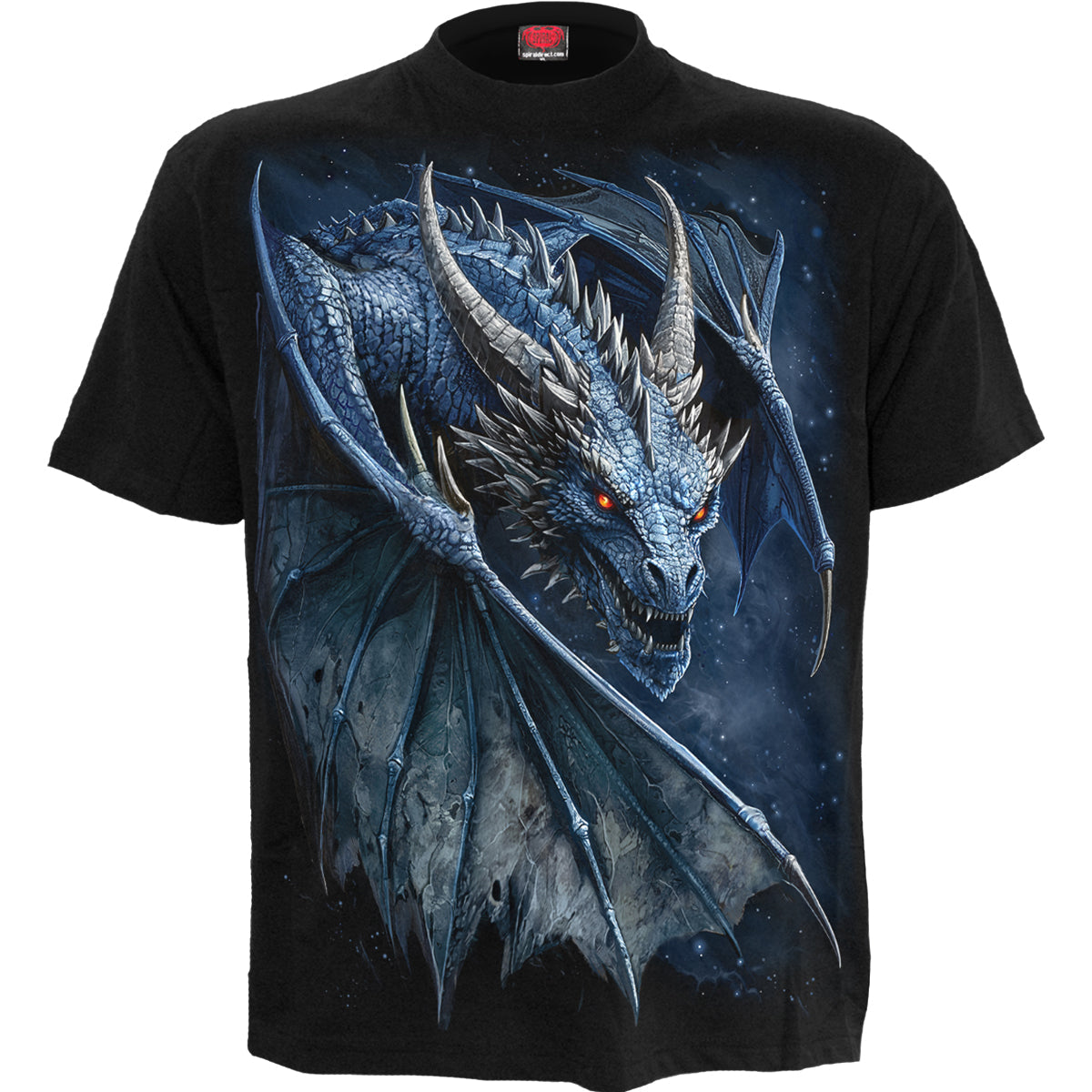 Storm Dragon gothic Men's T-Shirt in Black by Spiral Clothing 