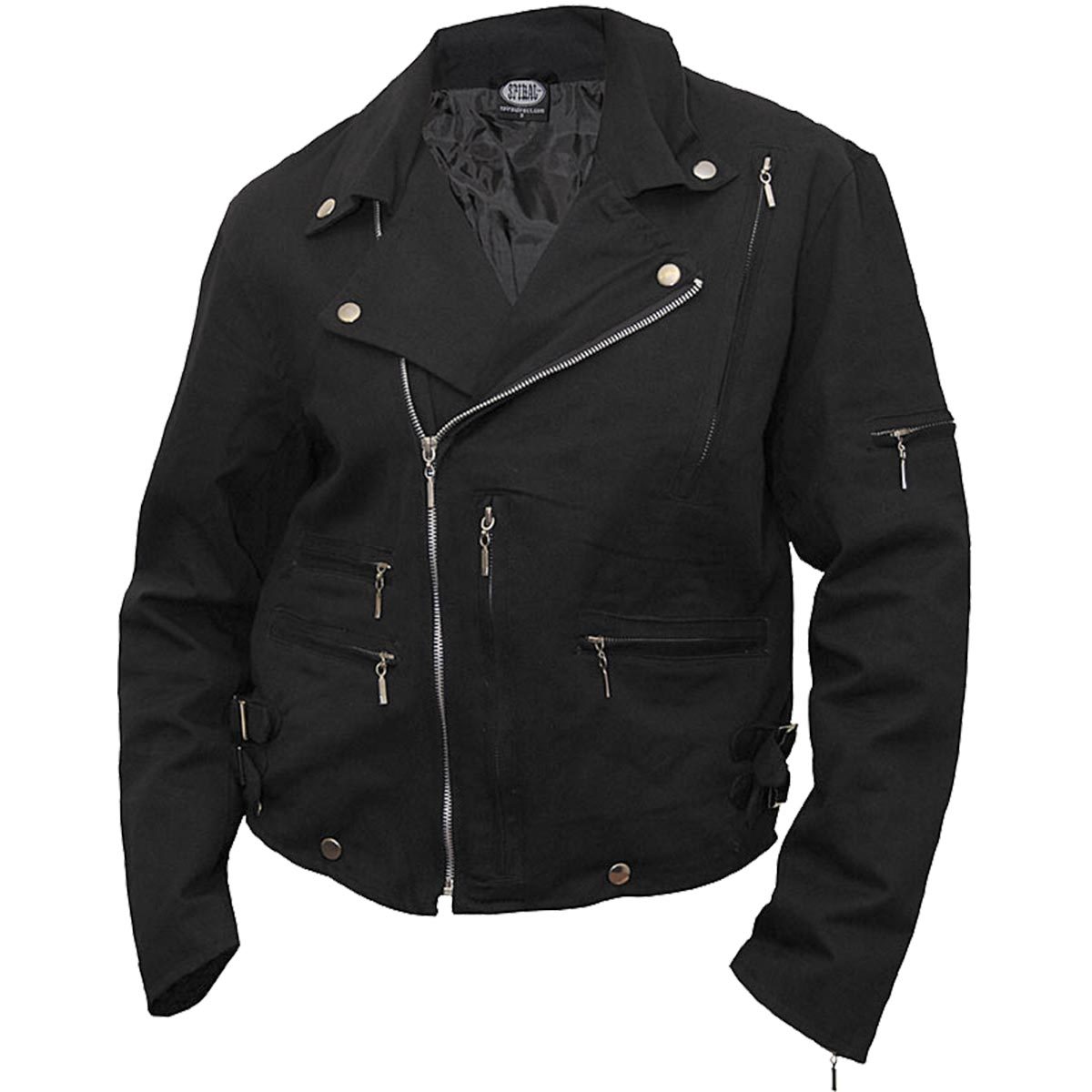 Bone Finger gothic Men's Lined Biker Jacket in Black by Spiral Clothing - Front view