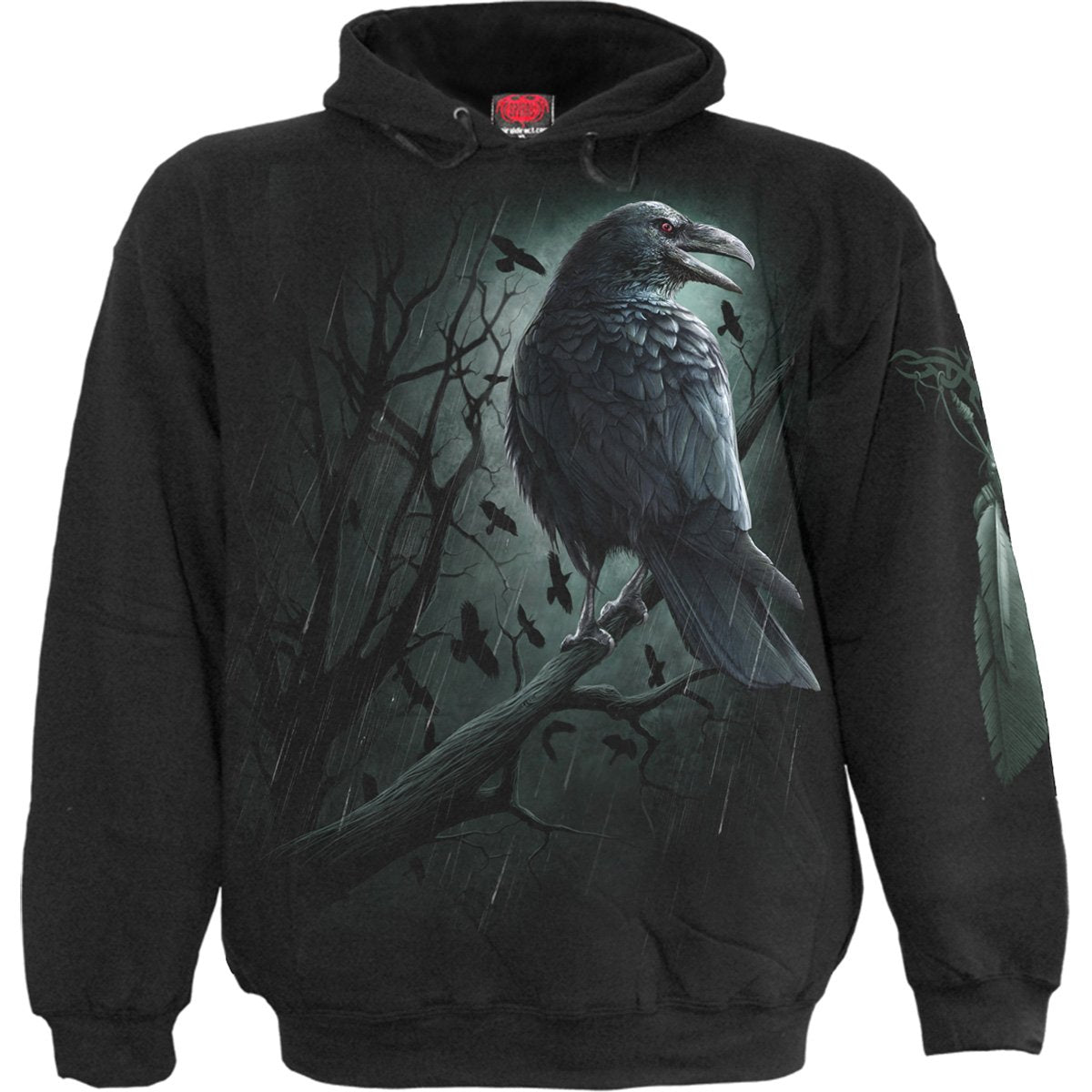 Shadow Raven gothic Hoody in Black by Spiral Clothing - Front view