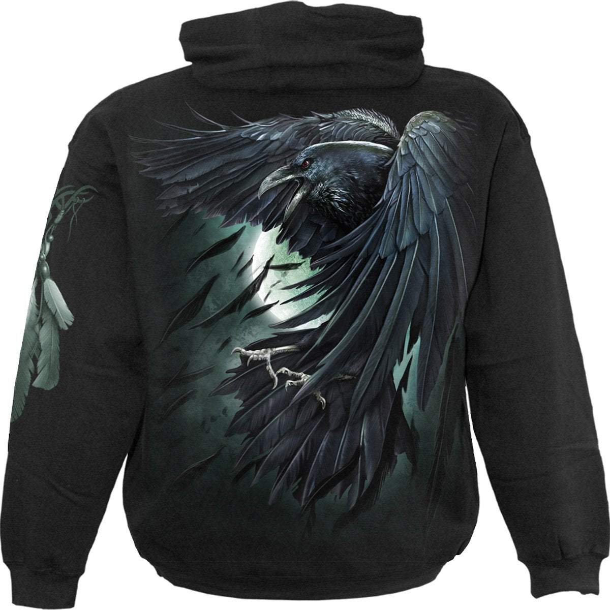 Back view of Shadow Raven gothic Hoody in Black by Spiral Clothing