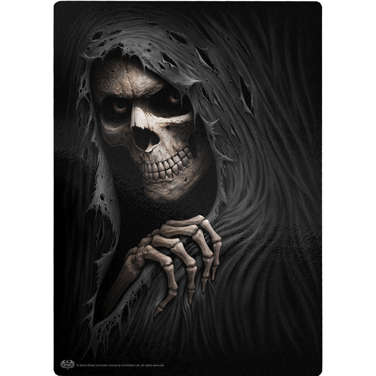 Grim Ripper gothic  Glass Chopping Board (Rectangular) in Black by Spiral Clothing 