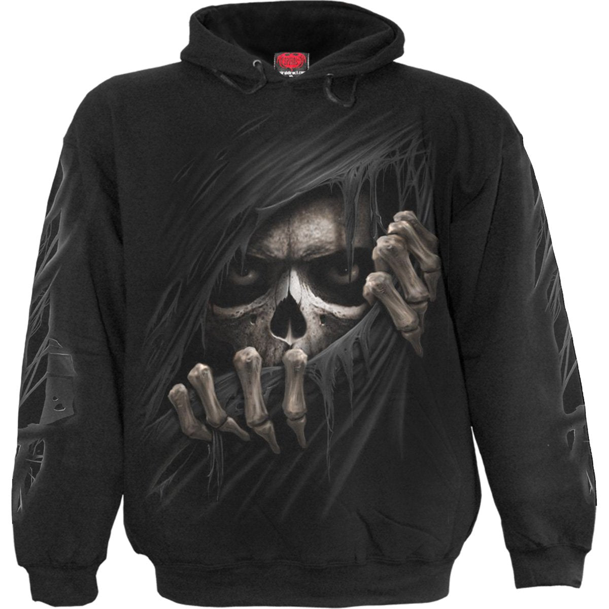Grim Ripper gothic Hoody in Black by Spiral Clothing - Front view