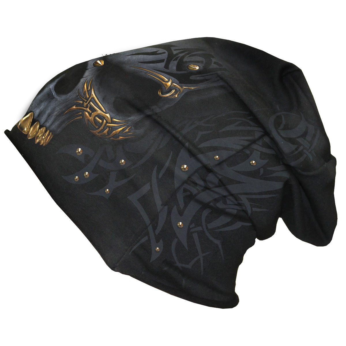 Black Gold gothic  Light Cotton Beanie in Black/Gold by Spiral Clothing