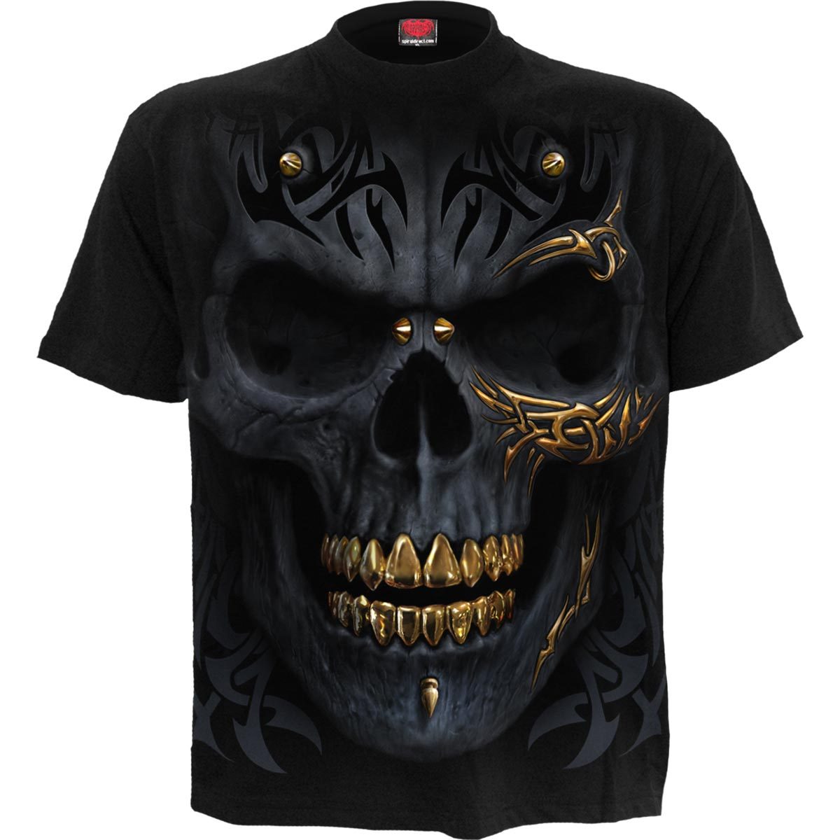 Black Gold gothic Men's T-Shirt in Black/Gold by Spiral Clothing 