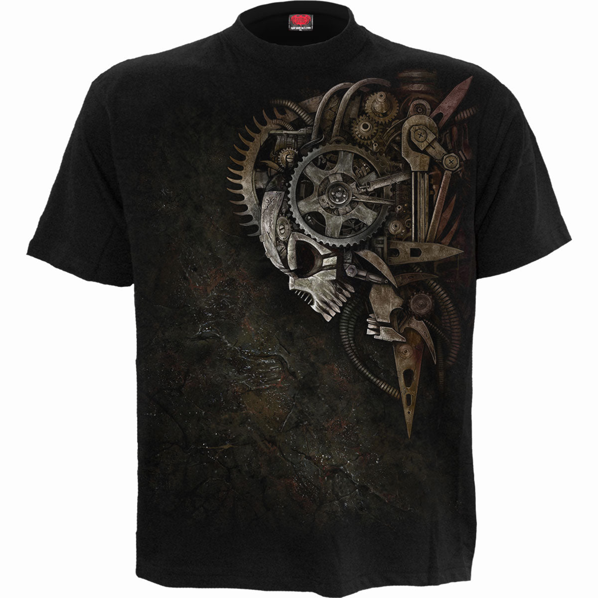 Diesel Punk gothic T-Shirt in Black by Spiral Clothing - Front view
