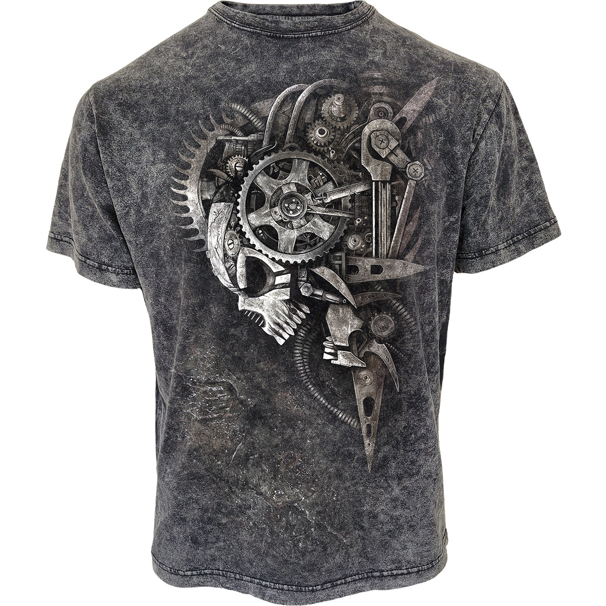 Diesel Punk gothic Acid Wash T-Shirt in Black by Spiral Clothing - Front view