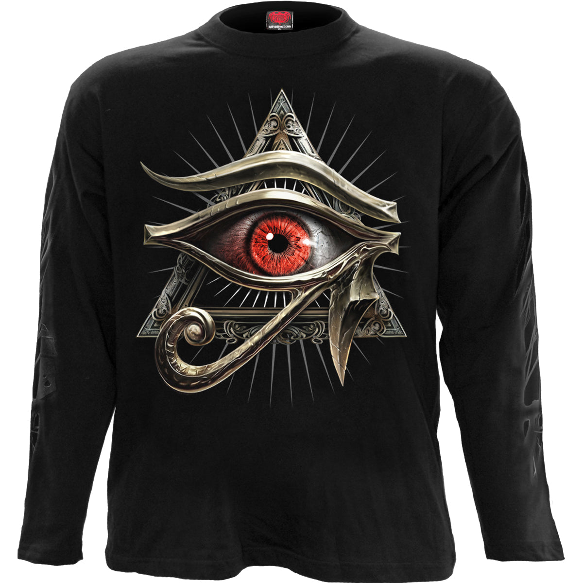 Evil Eye gothic Longsleeve T-Shirt in Black by Spiral Clothing - Front view