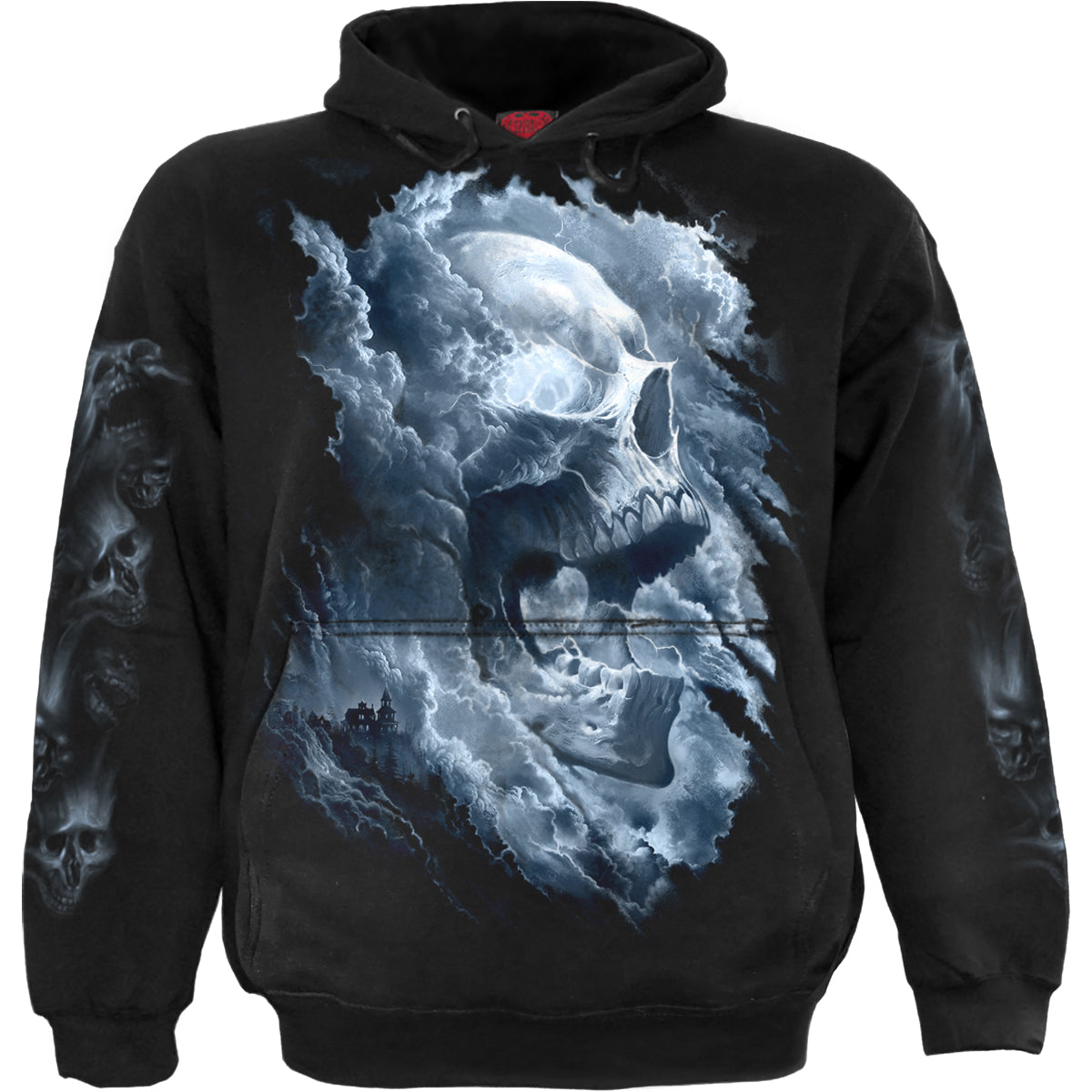 Grave Skies gothic Hoody in Black by Spiral Clothing - Front view
