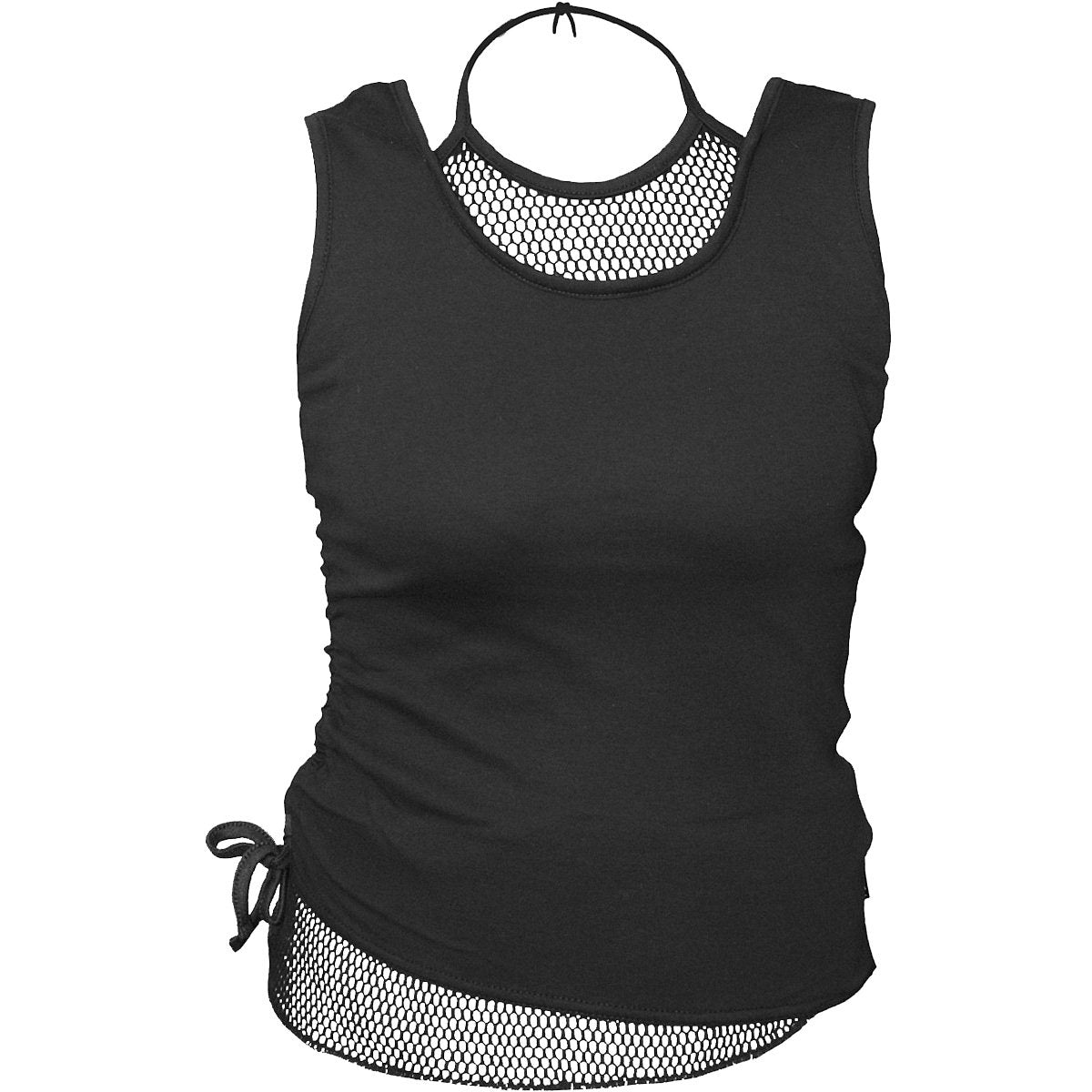 Gothic Rock gothic 2in1 Neck Tie Mesh Top in Black by Spiral Clothing - Front view