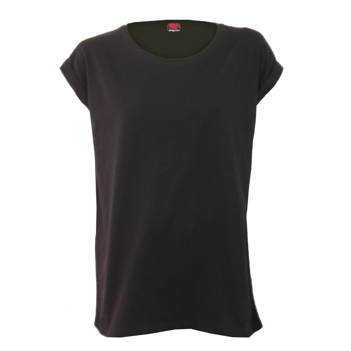 Urban Fashion gothic Turnup Sleeve Loosefit Tee in Black by Spiral Clothing 