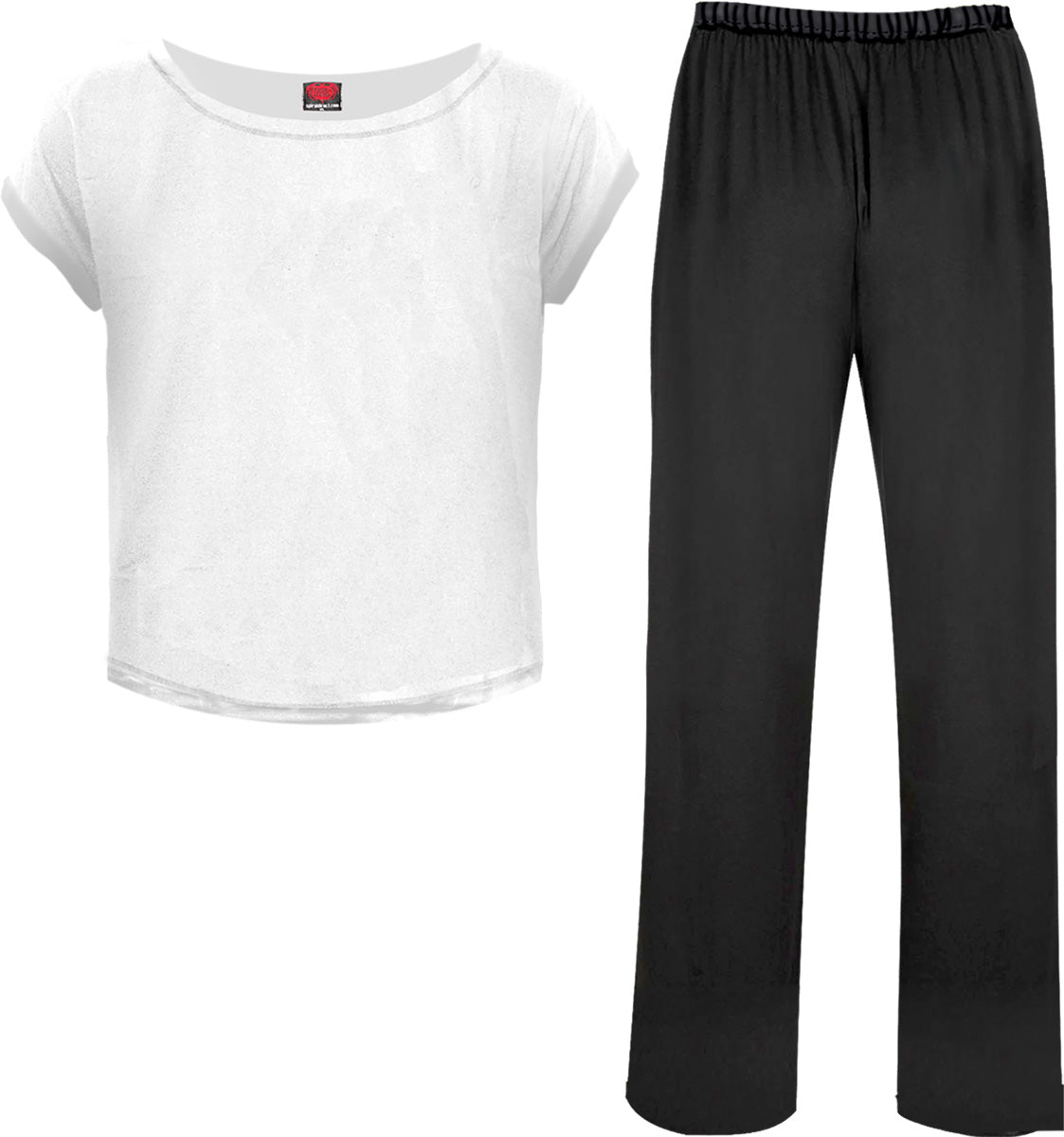 Urban Fashion gothic 4pc Gothic Pyjama Sets in Black by Spiral Clothing - Front view