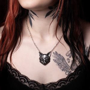 Alchemy Gothic Mystic Moon Cat Pendant