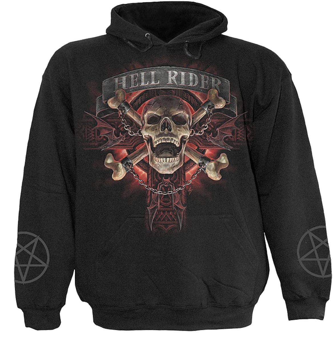 Hell Rider gothic Kids Kids Hoody in Black by Spiral Clothing 